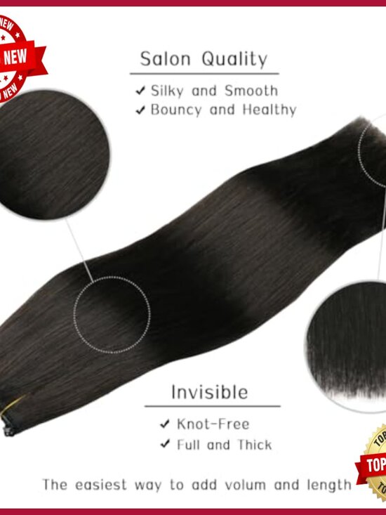18 Inch Real Human Hair Extensions, Invisible Wire, 85g Volume